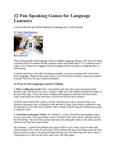 conversation games|12 Fun Speaking Games for Language Learners .